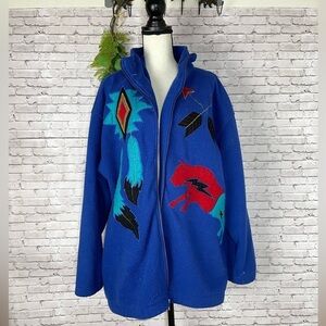 Vintage Thunder Buffalo Western Rodeo Fleece oversized jacket
